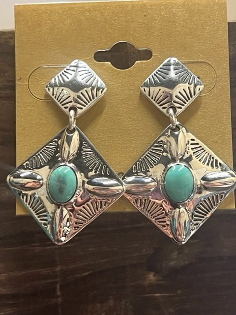 Sterling Concho & Turquoise Earrings - Deadwood South Boutique & Company LLC