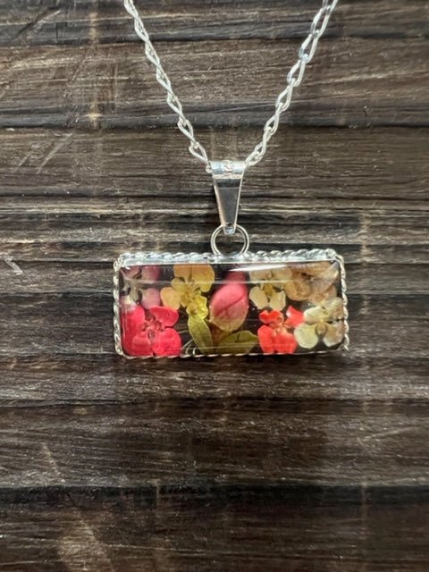 Sterling Silver Dried Flower Necklace - Deadwood South Boutique & Company LLC