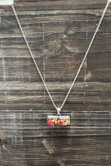 Sterling Silver Dried Flower Necklace - Deadwood South Boutique & Company LLC