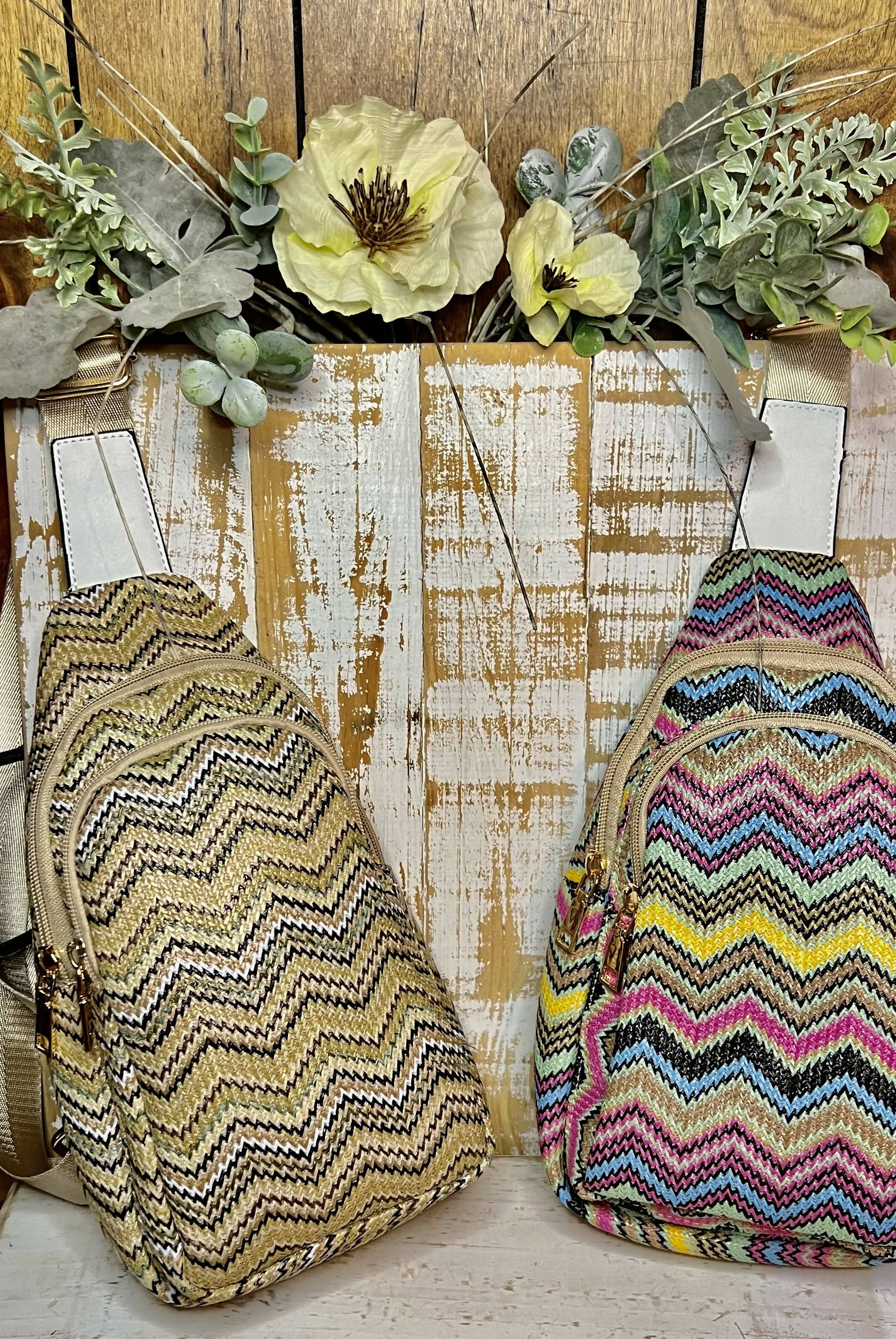 Chevron Sling Bag-Bags & Purses-Vintage Cowgirl-Deadwood South Boutique, Women's Fashion Boutique in Henderson, TX