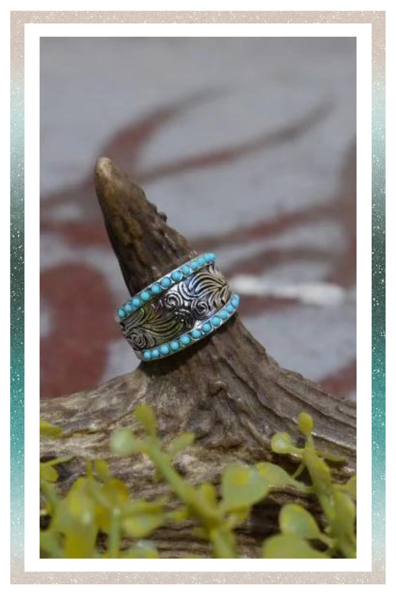 The Badlands Turquoise Fashion Ring on a  Branch 