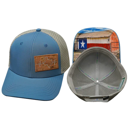 The Heartbeat Brand Texas Six Panel Light Blue/Gray Cap-Men's-Deadwood South Boutique & Company LLC-Deadwood South Boutique, Women's Fashion Boutique in Henderson, TX