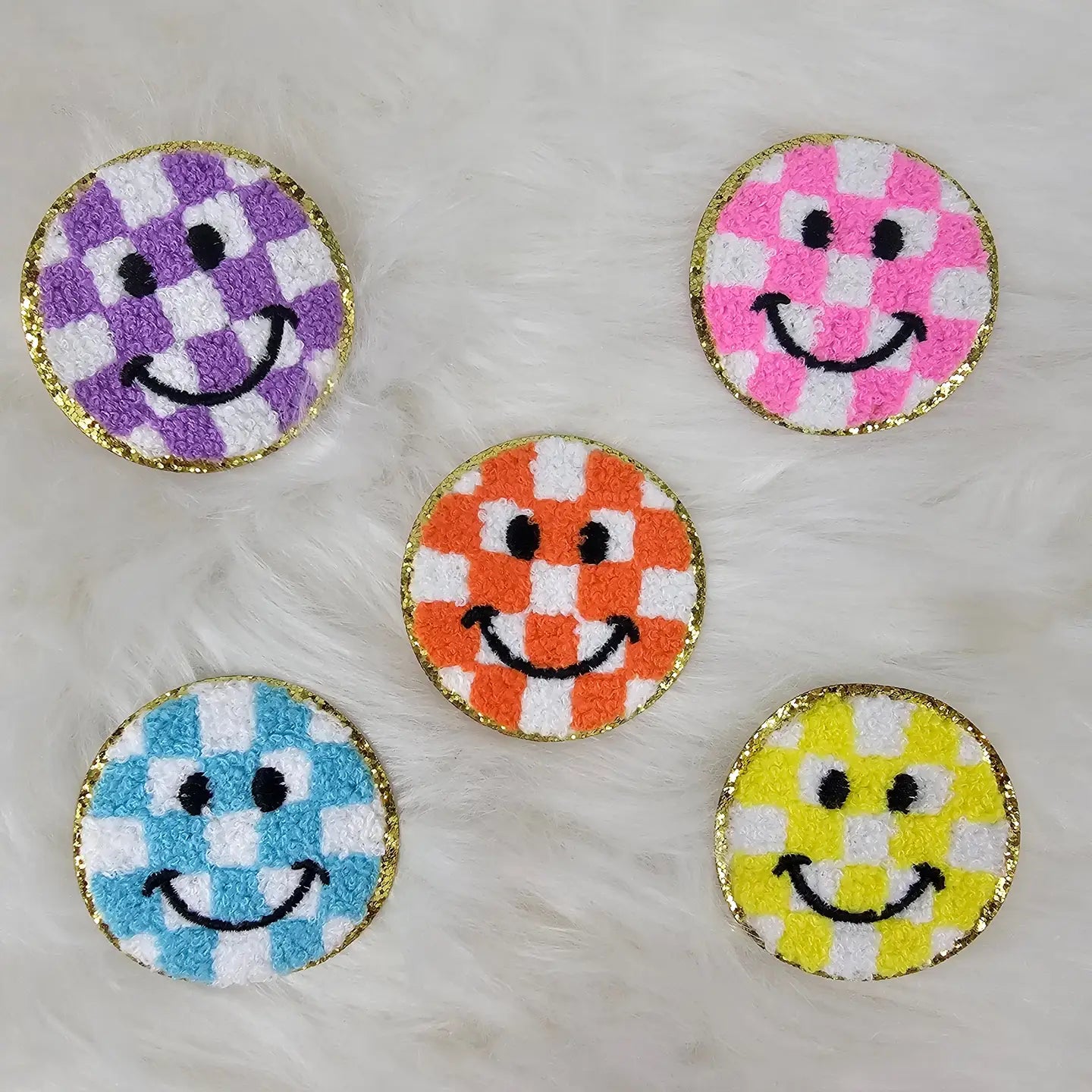 Checkered Smile Face Patch-Accessories-Deadwood South Boutique & Company-Deadwood South Boutique, Women's Fashion Boutique in Henderson, TX