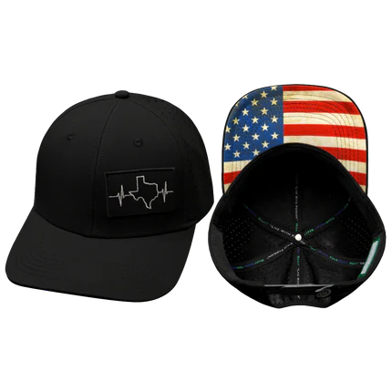 The Heartbeat Brand Texas Six Panel Black Cap-Men's-Deadwood South Boutique & Company LLC-Deadwood South Boutique, Women's Fashion Boutique in Henderson, TX