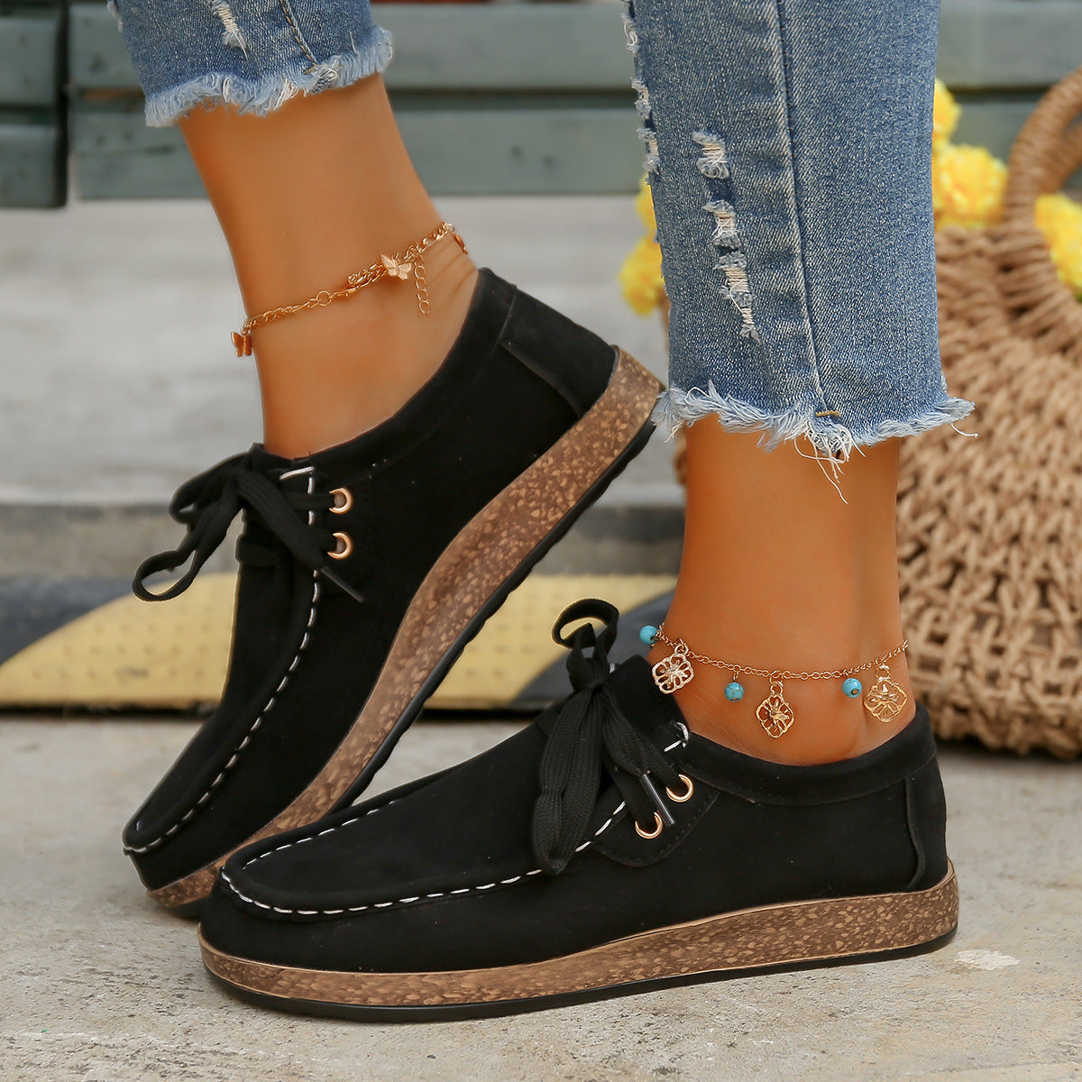 Suede Lace-Up Flat Slip-Ons-Footwear-Trendsi-Deadwood South Boutique, Women's Fashion Boutique in Henderson, TX