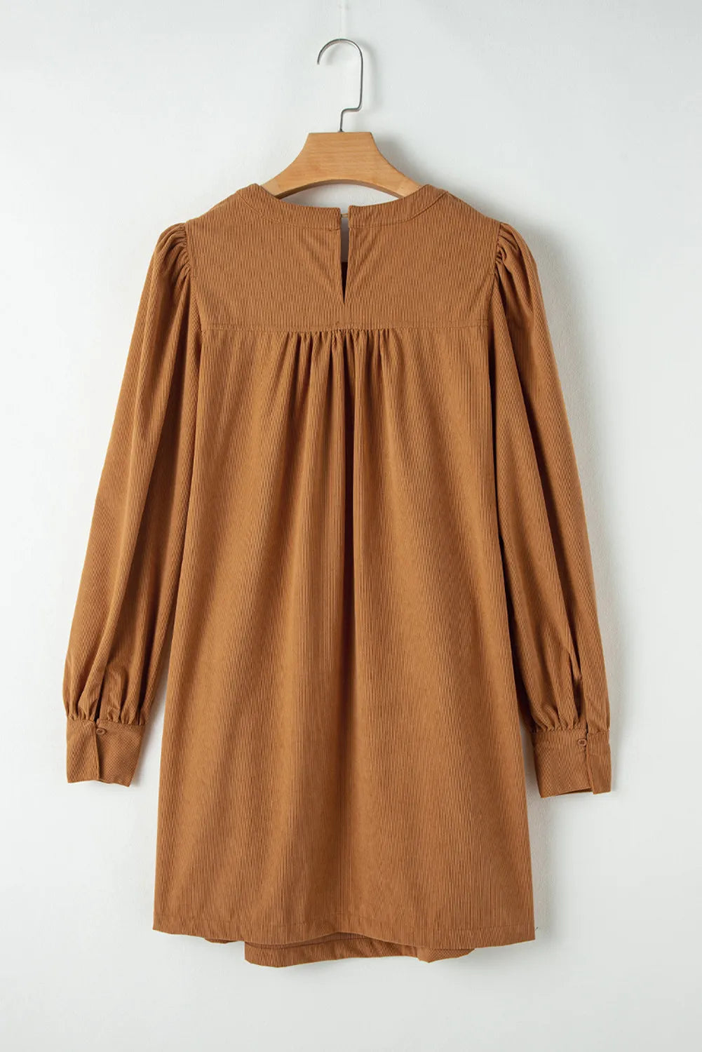 Ruched Round Neck Long Sleeve Dress-Dresses-Trendsi-Deadwood South Boutique, Women's Fashion Boutique in Henderson, TX