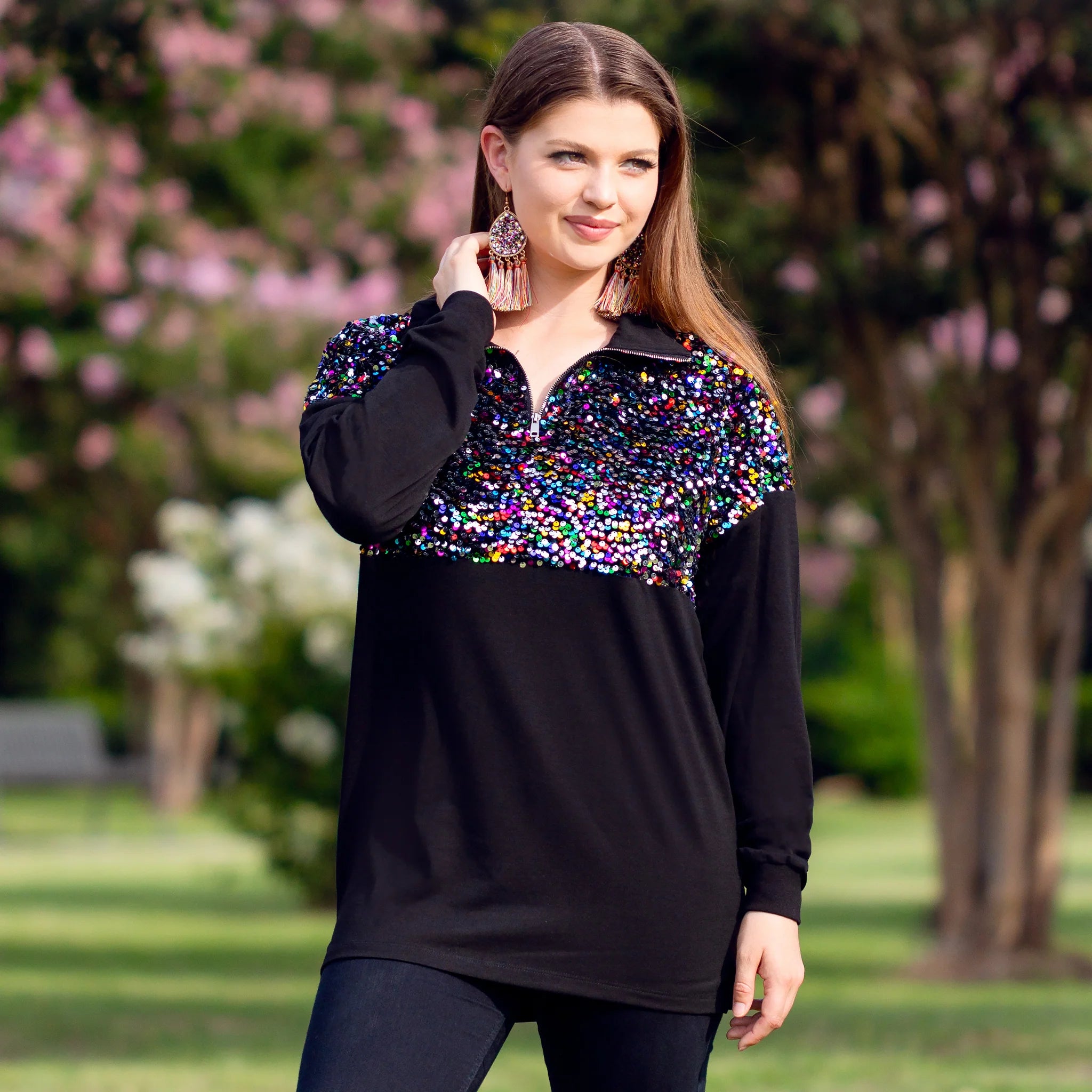 Rainbow Sequin Pullover-Outerwear-Deadwood South Boutique & Company LLC-Deadwood South Boutique, Women's Fashion Boutique in Henderson, TX