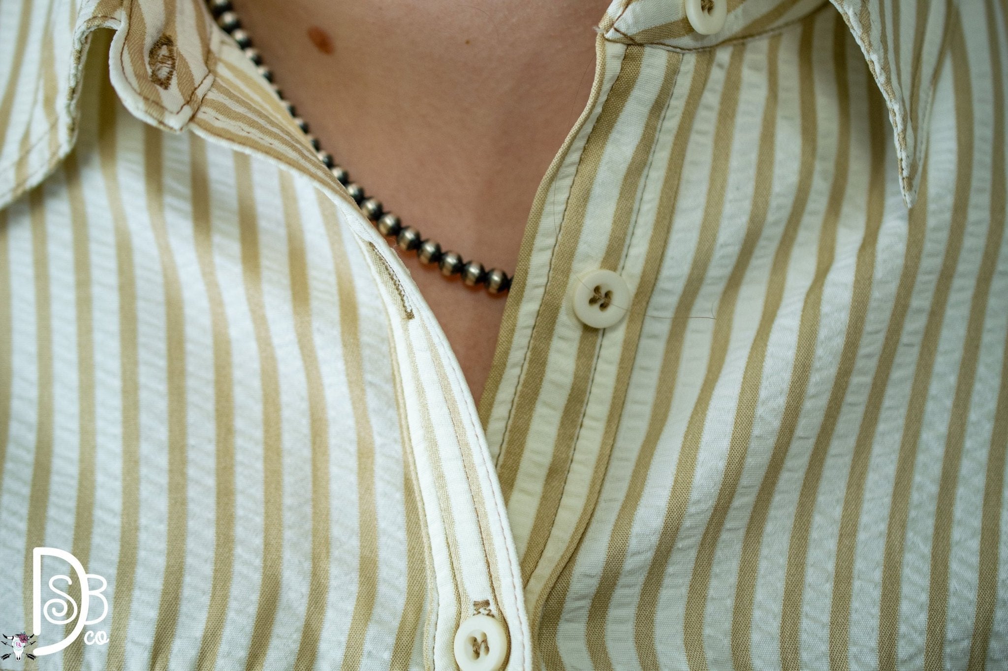 1/2 Sleeve Striped Button - Down Top - Deadwood South Boutique & Company LLC