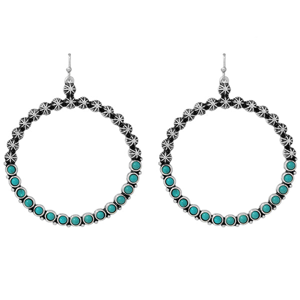 Hoops of Turquoise Fashion Earrings-Earrings-Deadwood South Boutique & Company-Deadwood South Boutique, Women's Fashion Boutique in Henderson, TX