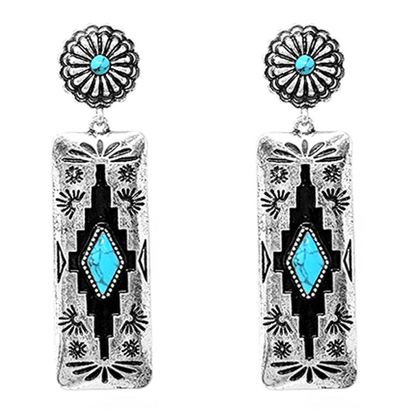 Rectangle Aztec Fashion Earrings-Earrings-Deadwood South Boutique & Company-Deadwood South Boutique, Women's Fashion Boutique in Henderson, TX