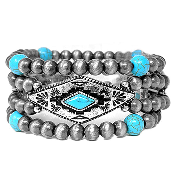 Simpleton Turquoise & Navajo Pearl Fashion Stretch Bracelet-jewelry-Deadwood South Boutique & Company-Deadwood South Boutique, Women's Fashion Boutique in Henderson, TX
