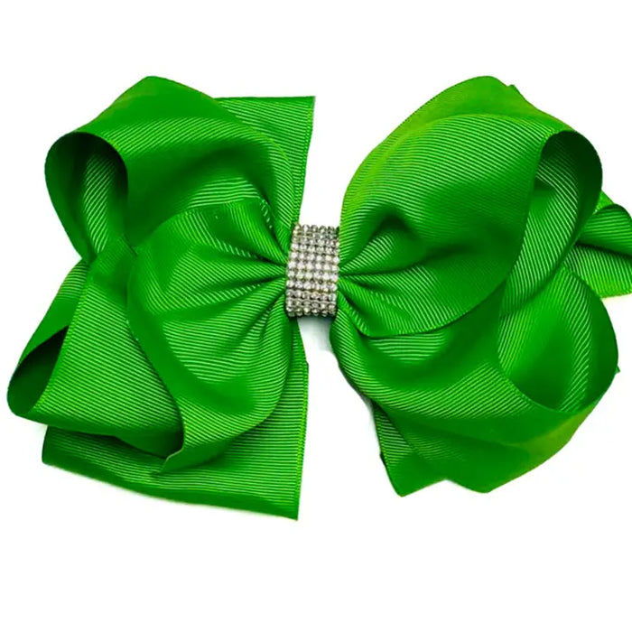 Classic Green Bow With Rhinestone Center-Hair Bows-Deadwood South Boutique & Company-Deadwood South Boutique, Women's Fashion Boutique in Henderson, TX