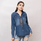 AD Remi Leather Denim Top-Tops & Tees-Deadwood South Boutique & Company LLC-Deadwood South Boutique, Women's Fashion Boutique in Henderson, TX