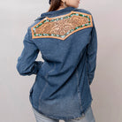 AD Remi Leather Denim Top-Tops & Tees-Deadwood South Boutique & Company LLC-Deadwood South Boutique, Women's Fashion Boutique in Henderson, TX