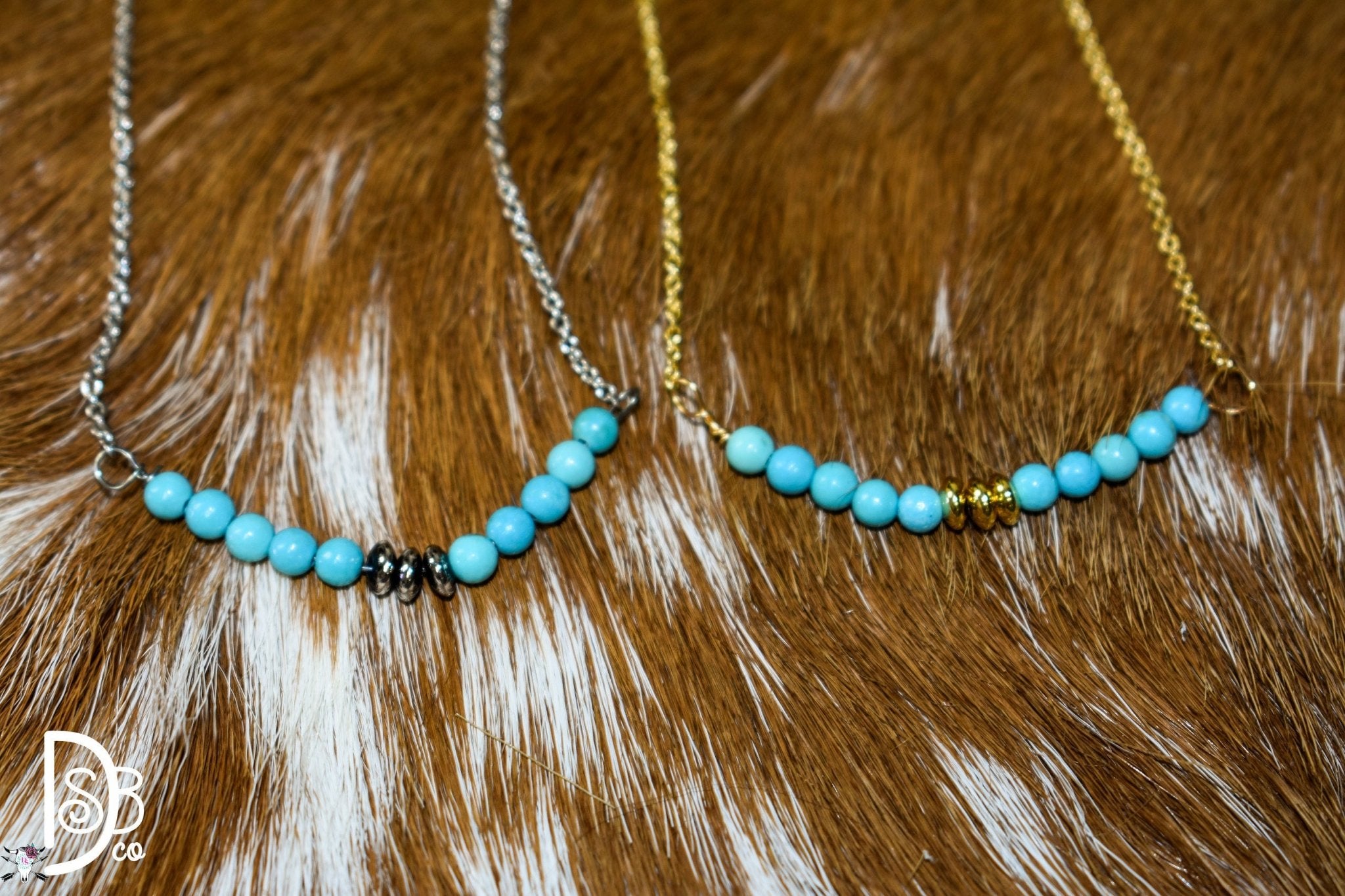 15" 18K Plated Dainty Turquoise Beaded Necklace - Deadwood South Boutique & Company LLC