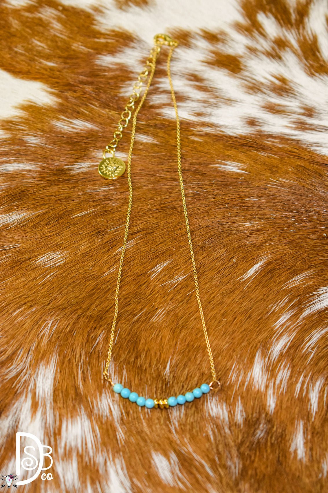 15" 18K Plated Dainty Turquoise Beaded Necklace - Deadwood South Boutique & Company LLC