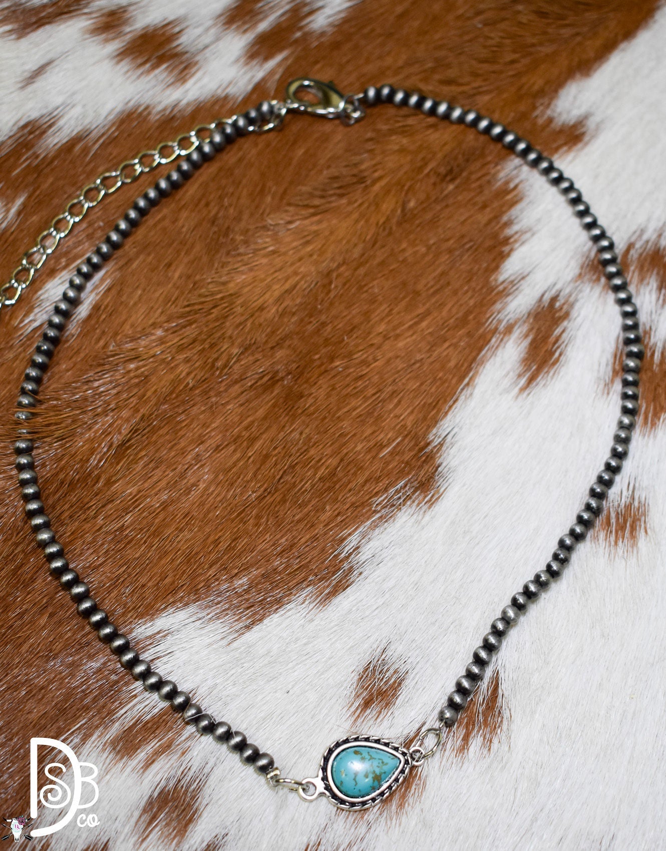 15" Turquoise & Pearls Fashion Choker - Deadwood South Boutique & Company LLC