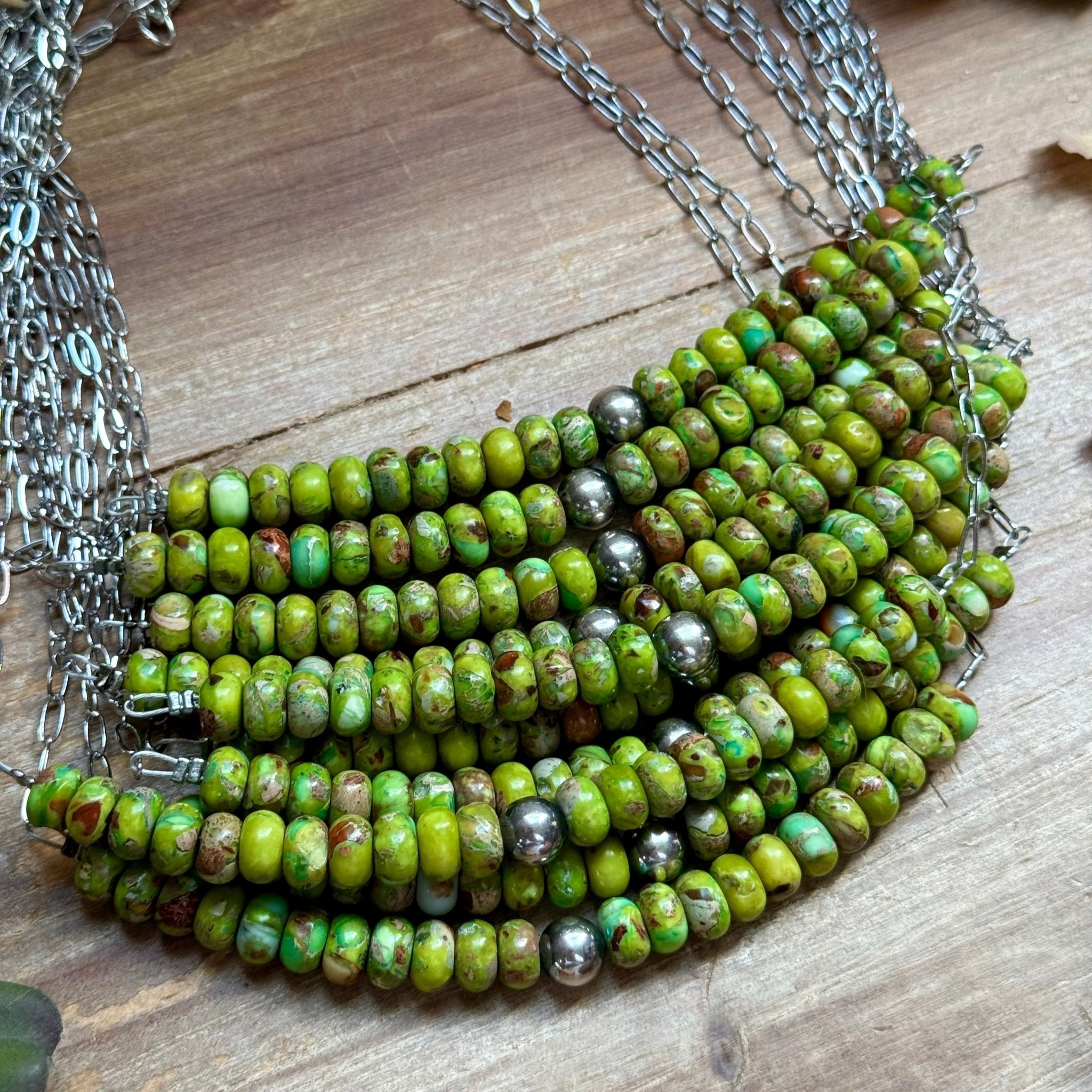 16” Green Variscite Paperclip Necklace – Sterling Silver Accent - Deadwood South Boutique & Company LLC