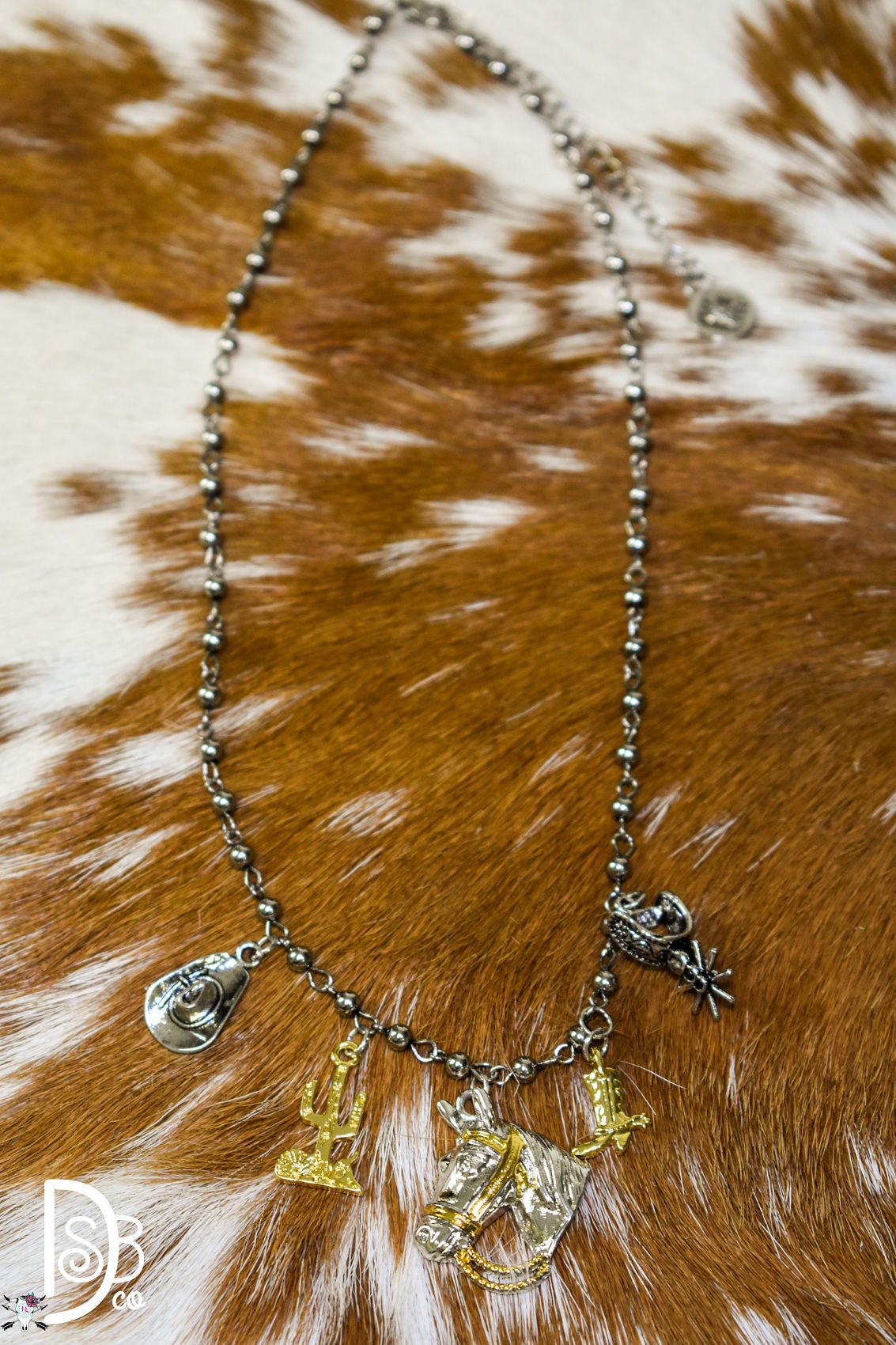 18" 18K Two Tone Plated Western Charm Necklace - Deadwood South Boutique & Company LLC