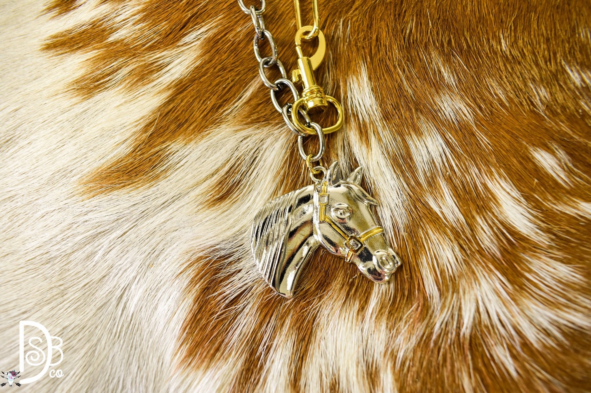 18" 18K Two Toned Plated Chain Necklace w/ Horse Pendant - Deadwood South Boutique & Company LLC