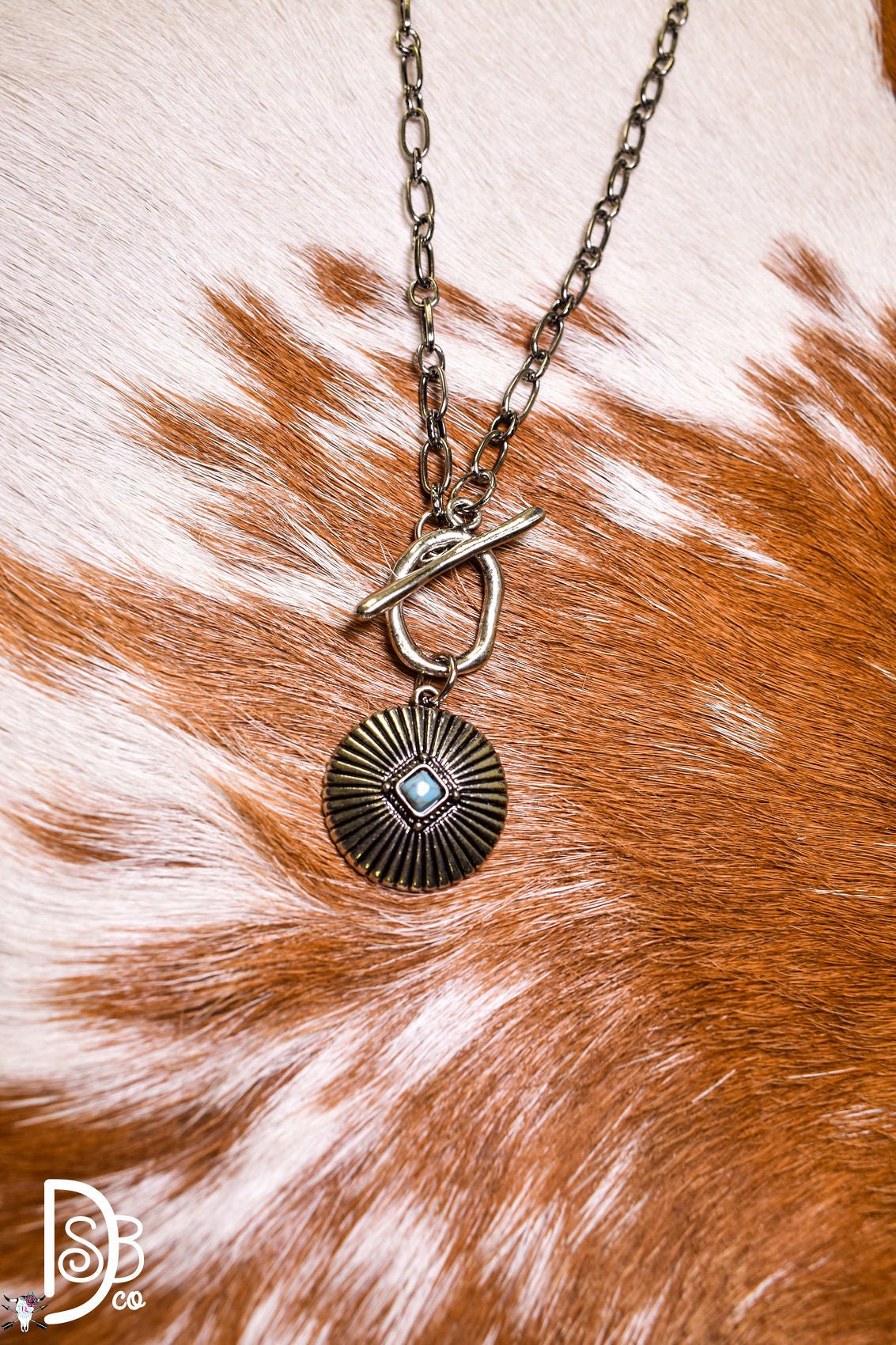 18" 18K White Gold Burst Concho Necklace w/ Toggle Closure - Deadwood South Boutique & Company LLC