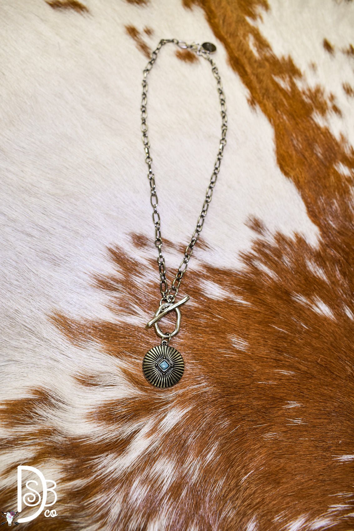 18" 18K White Gold Burst Concho Necklace w/ Toggle Closure - Deadwood South Boutique & Company LLC