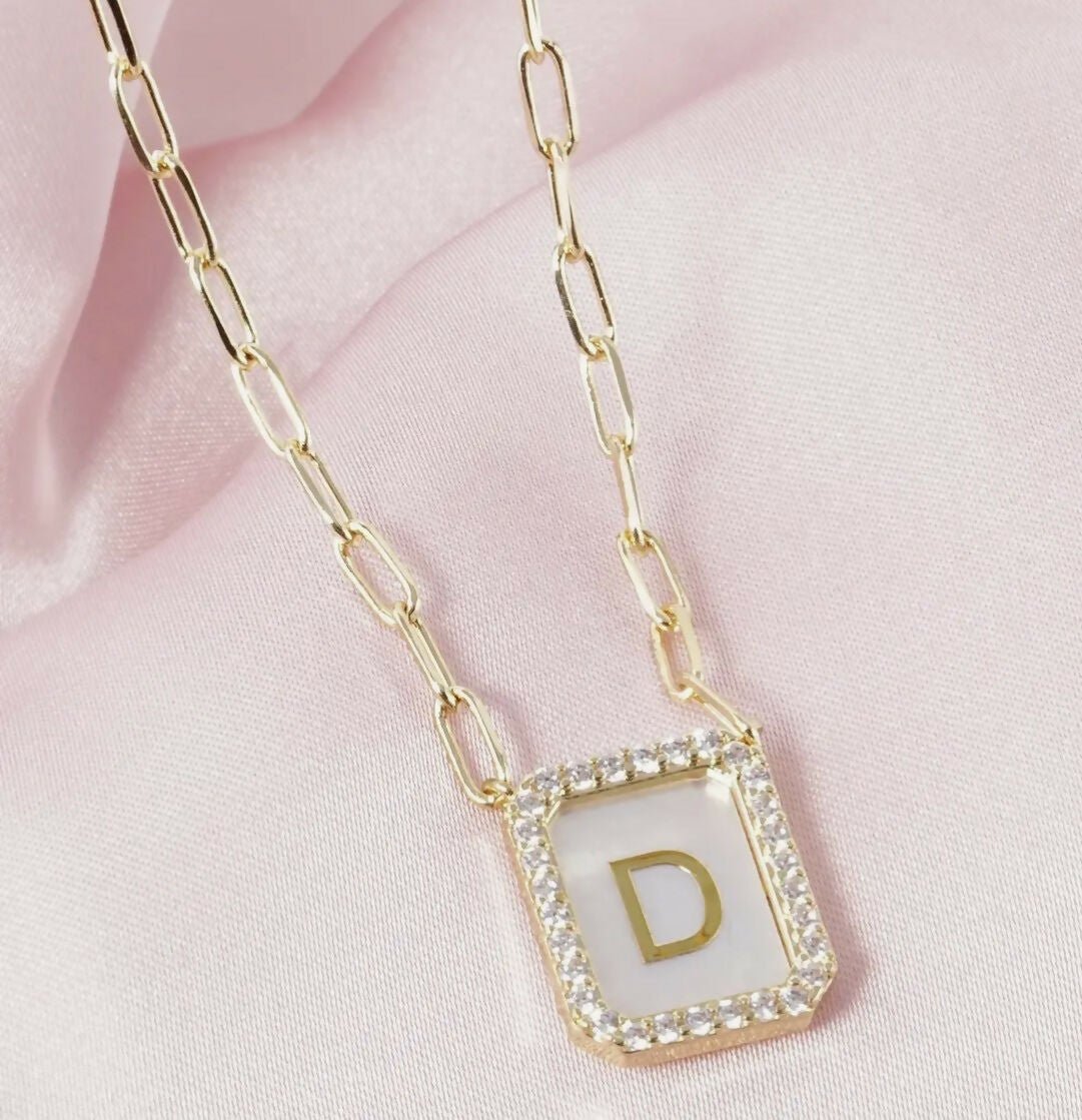 18K CZ Pearl Initial Necklace - Deadwood South Boutique & Company LLC