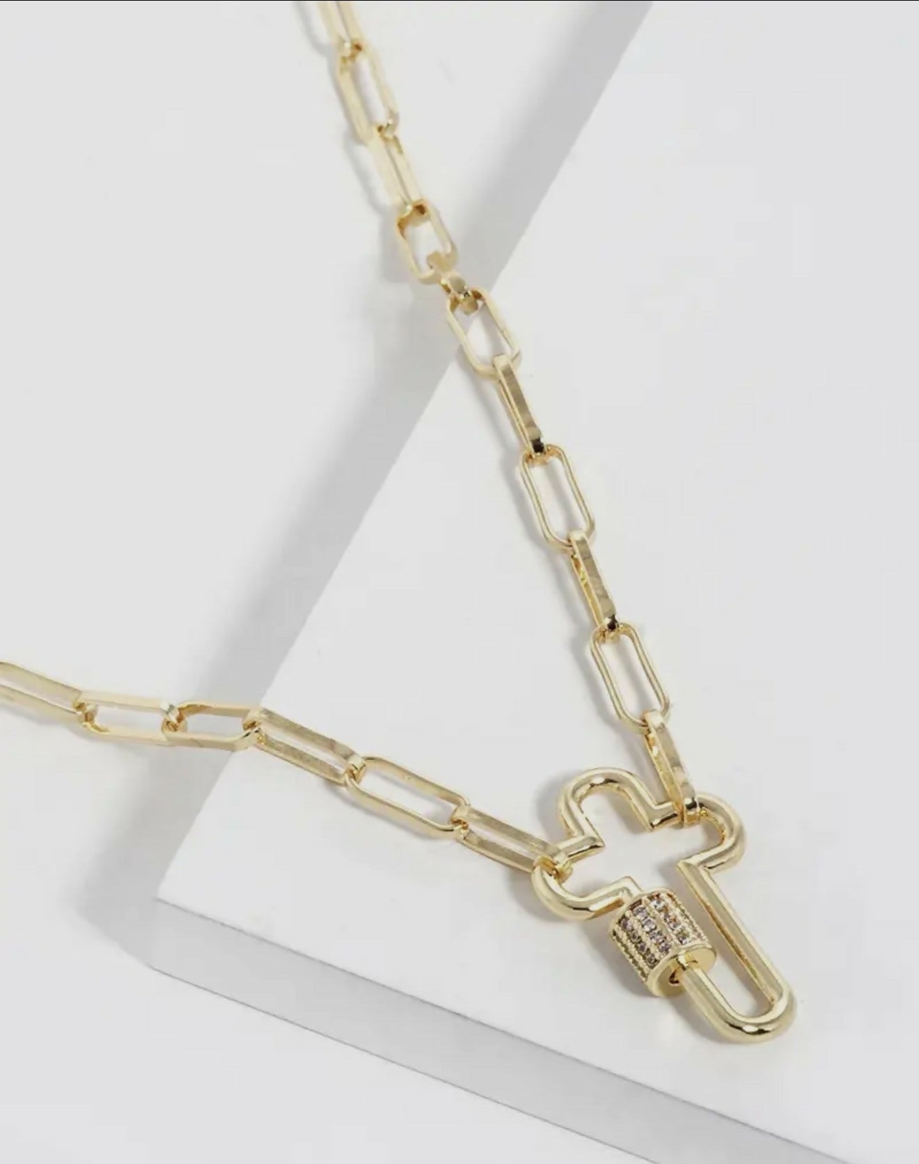 18K Gold Dipped CZ Cross Necklace - Deadwood South Boutique & Company LLC