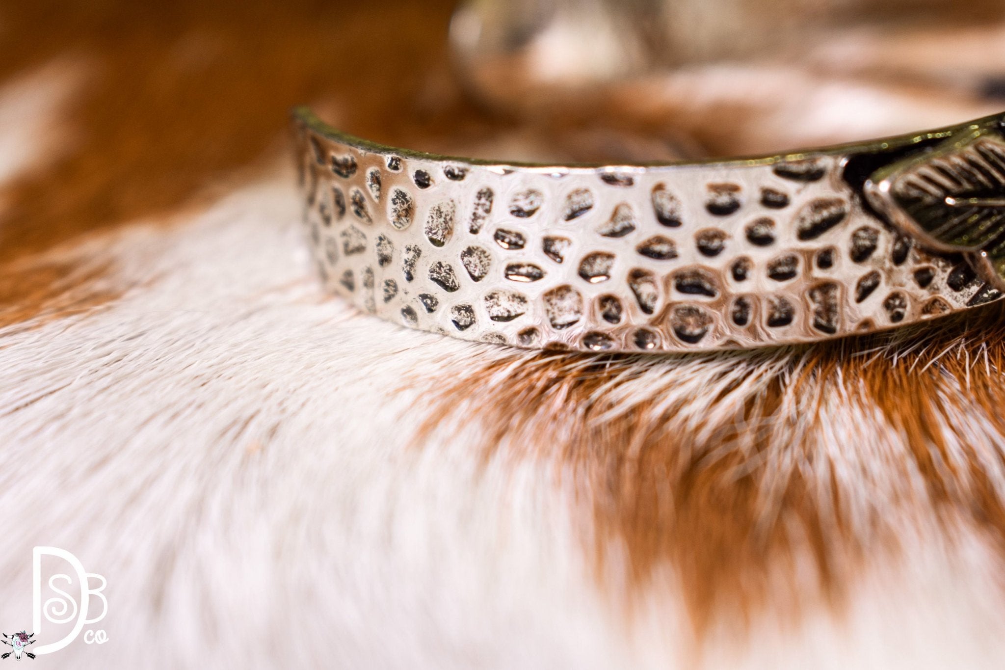 18K White Gold - Plated Stamped Feather Cuff - Deadwood South Boutique & Company LLC