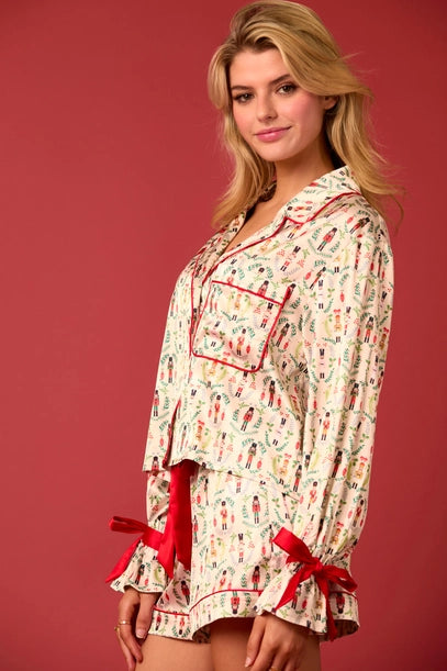 Satin Toy Solider PJ Set-Pajamas-Deadwood South Boutique & Company LLC-Deadwood South Boutique, Women's Fashion Boutique in Henderson, TX