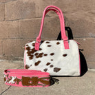 Cowhide Speedy Leather Bag with Pink Detail-Deadwood South Boutique & Company-Deadwood South Boutique, Women's Fashion Boutique in Henderson, TX