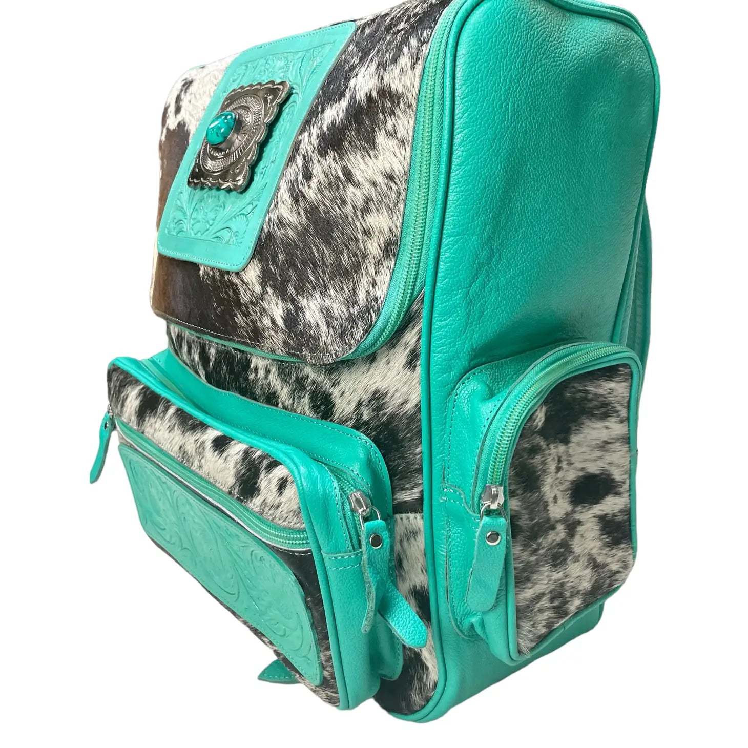 The Turquoise Concho Cowhide Backpack-Bags & Purses-Deadwood South Boutique & Company-Deadwood South Boutique, Women's Fashion Boutique in Henderson, TX