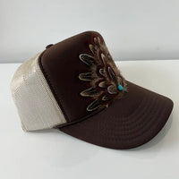 Two Scents Feather Embellished Trucker Cap-Headgear-Deadwood South Boutique & Company-Deadwood South Boutique, Women's Fashion Boutique in Henderson, TX