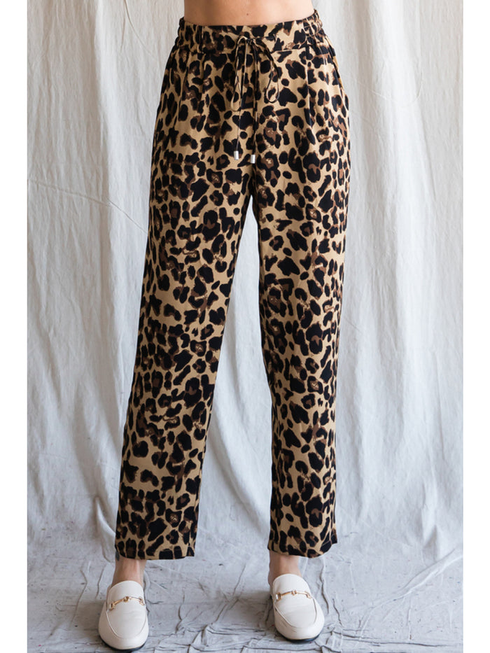 Laura Leopard Drawstring Pants-Pants-Deadwood South Boutique & Company-Deadwood South Boutique, Women's Fashion Boutique in Henderson, TX