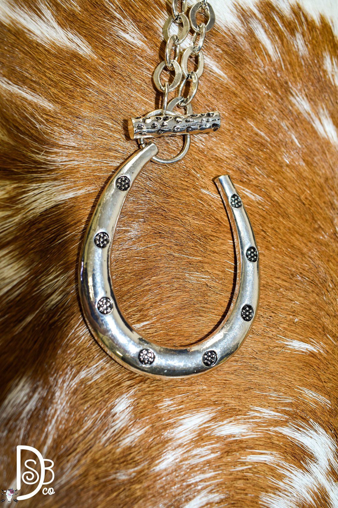 34" Fashion Silver Chain w/ Toggle Closure & Large Horseshoe Pendant - Deadwood South Boutique & Company LLC