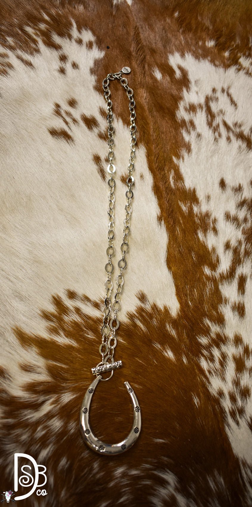 34" Fashion Silver Chain w/ Toggle Closure & Large Horseshoe Pendant - Deadwood South Boutique & Company LLC