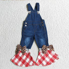 Denim Overalls with Plaid Ruffle Bell-One-Pieces-Deadwood South Boutique & Company-Deadwood South Boutique, Women's Fashion Boutique in Henderson, TX