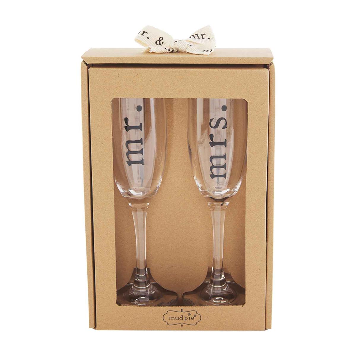 Mud Pie Mr. and Mrs. Champagne Flute Set-Home Decor & Gifts-Deadwood South Boutique & Company-Deadwood South Boutique, Women's Fashion Boutique in Henderson, TX