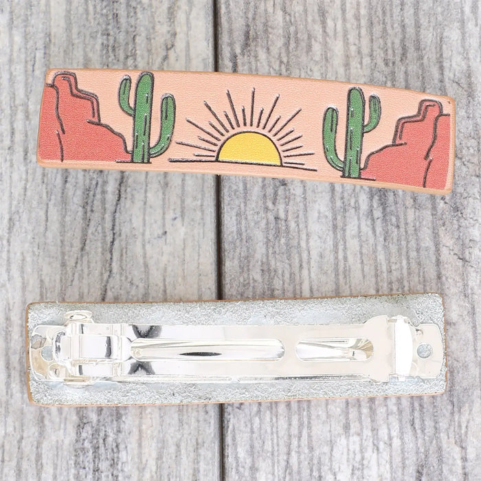 Western Desert Sunset Leather Barrette-hair accessories-Deadwood South Boutique & Company-Deadwood South Boutique, Women's Fashion Boutique in Henderson, TX