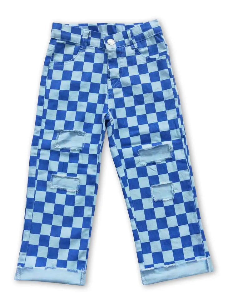 Kids Checkerboard Distressed Boy Jeans-Jeans-Deadwood South Boutique & Company-Deadwood South Boutique, Women's Fashion Boutique in Henderson, TX