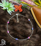 5 Pink dye Turquoise and Sterling Silver Pearls Choker - Deadwood South Boutique & Company LLC