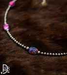 5 Pink dye Turquoise and Sterling Silver Pearls Choker - Deadwood South Boutique & Company LLC