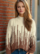 Contrast Mock Neck Long Sleeve Sweater-Sweaters-Trendsi-Deadwood South Boutique, Women's Fashion Boutique in Henderson, TX