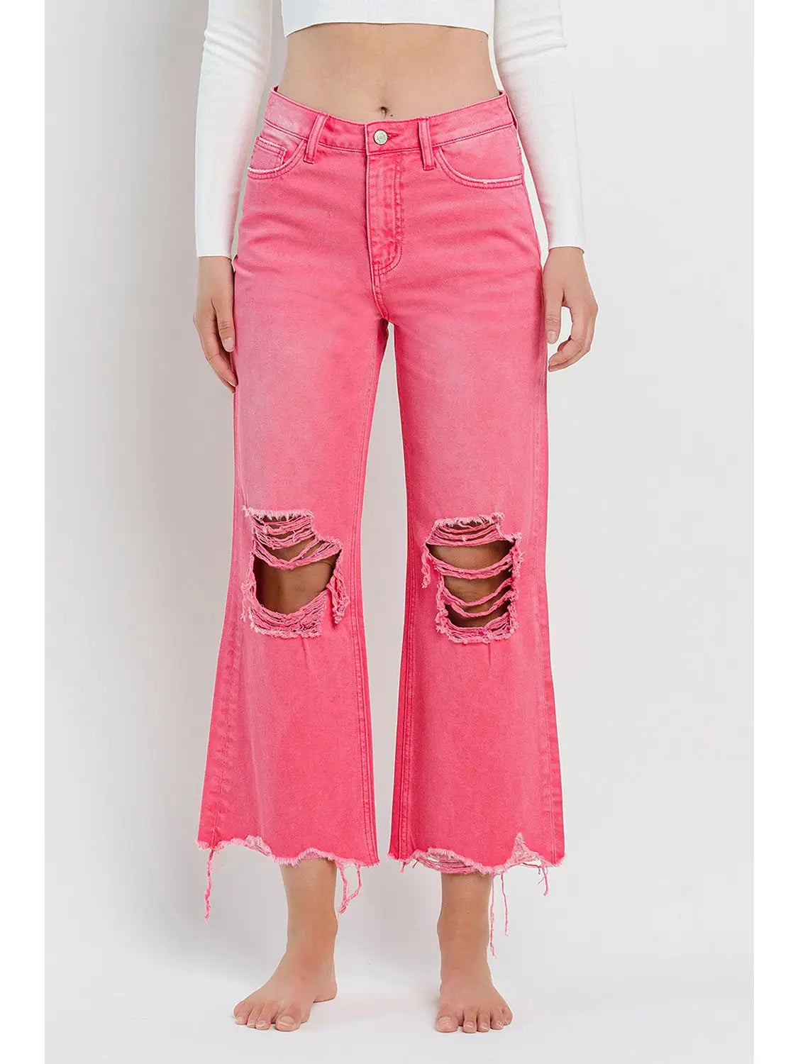 90's Vintage Hot Pink High Rise Crop Jeans-Bottoms-Deadwood South Boutique & Company-Deadwood South Boutique, Women's Fashion Boutique in Henderson, TX