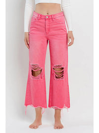 90's Vintage Hot Pink High Rise Crop Jeans-Bottoms-Deadwood South Boutique & Company-Deadwood South Boutique, Women's Fashion Boutique in Henderson, TX