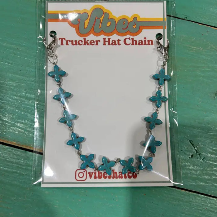 Vibes Turquoise Fashion Cross Trucker Cap Chain-Accessories-Deadwood South Boutique & Company-Deadwood South Boutique, Women's Fashion Boutique in Henderson, TX