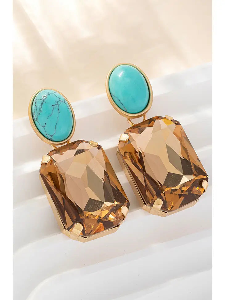 Turquoise Fashion Baguette Earrings