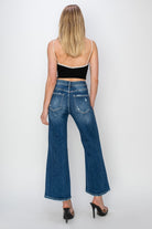 Risen Full Size High Rise Patch Detailed Wide Leg Crop Jeans-Bottoms-Trendsi-Deadwood South Boutique, Women's Fashion Boutique in Henderson, TX