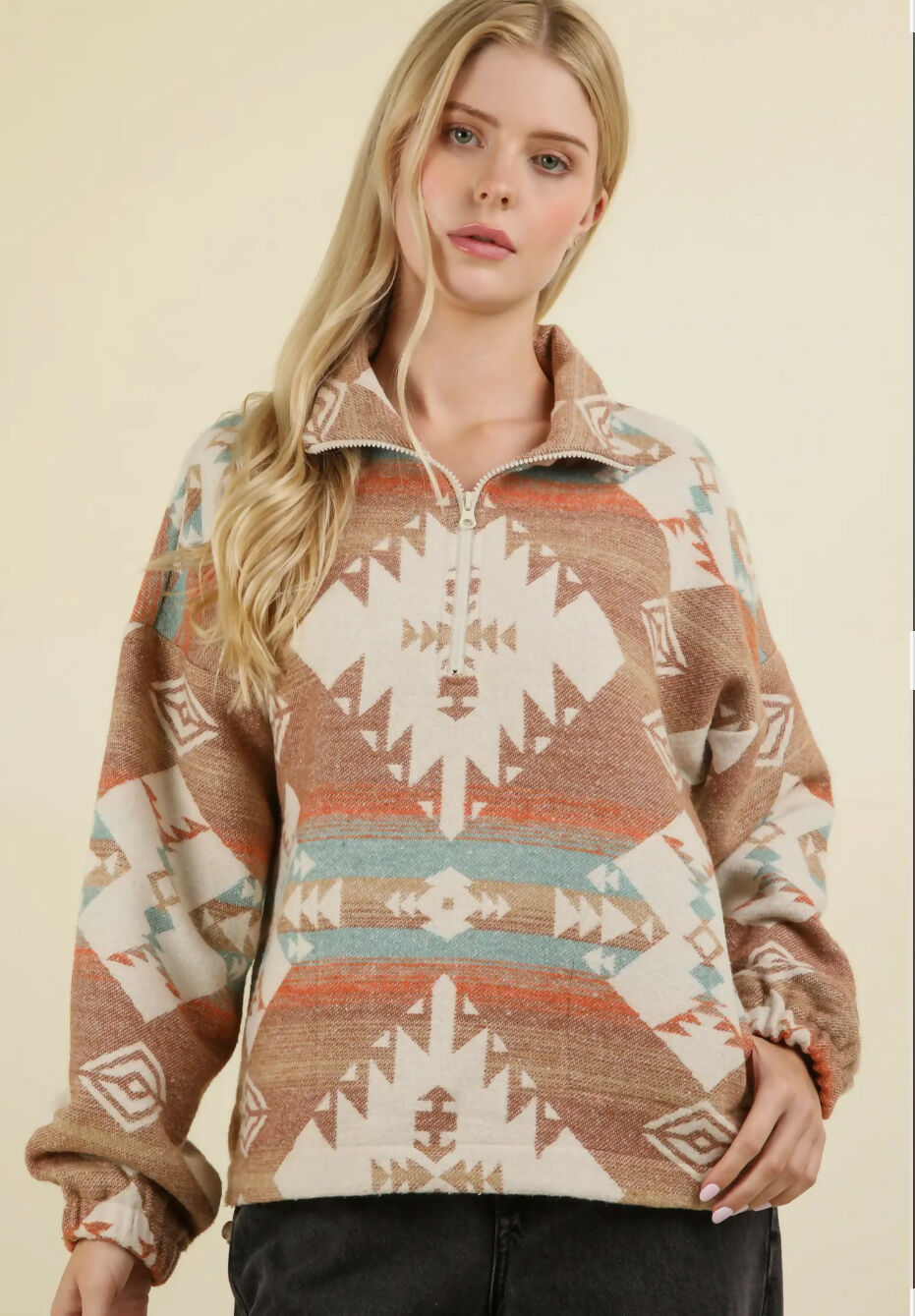 Aztec Way Woven Pullover-Tops & Tees-Vintage Cowgirl-Deadwood South Boutique, Women's Fashion Boutique in Henderson, TX