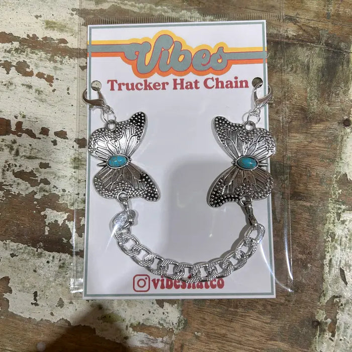 Turquoise & Embossed Fashion Butterfly Trucker Cap Chain-Accessories-Deadwood South Boutique & Company-Deadwood South Boutique, Women's Fashion Boutique in Henderson, TX